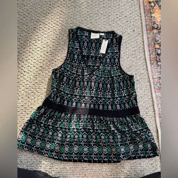 NWT Maeve Anthropologie Cammie Embroidered Peplum Tunic Top Size Medium - Picture 2 of 5